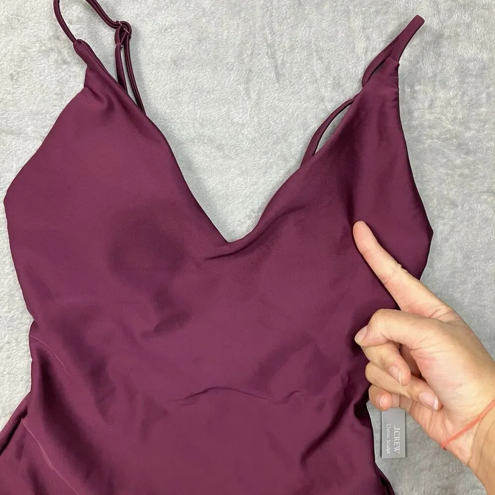 J Crew Classic Sculpt Lana One-Piece Womens 10 Burgundy Luxe Beach Resort CI367